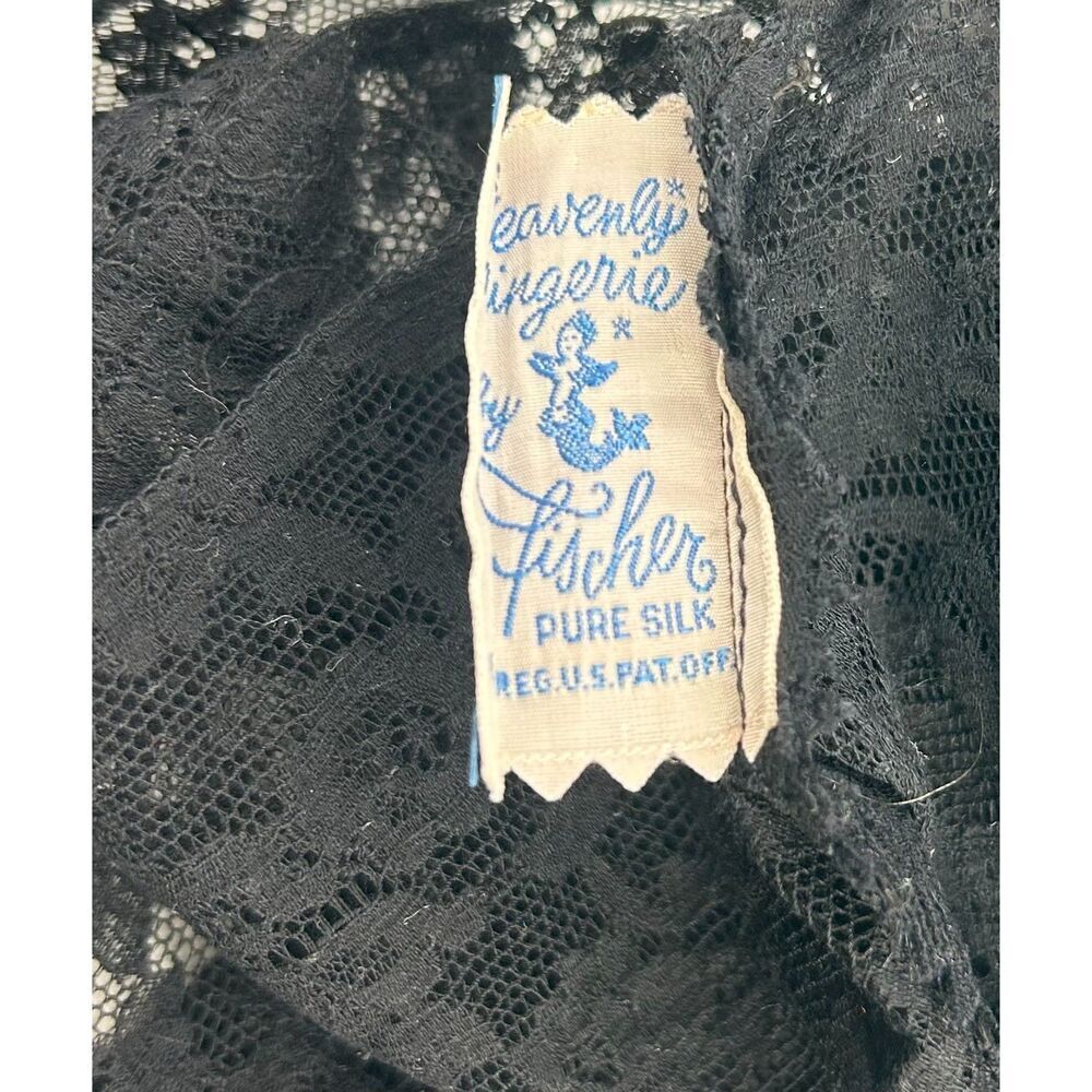 Vintage Heavenly Lingerie Fischer Silk Nightgown Slip Dress Lace Black M/L - Picture 5 of 6